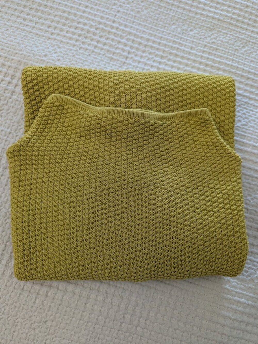 Mercer & Madison Cotton Textured Knit Sweater Chartreuse Green Mustard Cowl Neck - Picture 11 of 11